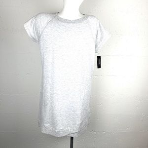 Ideology Short Sleeved Sweatshirt Dress Light Gray with pockets Size Medium NWT